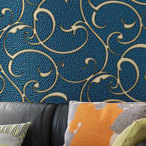 Black Vine Large Pattern TV <strong>Background</strong> Wall Wallpaper 3D Embossed Thick Deer Skin Velvet Wallpaper - Product Image 3