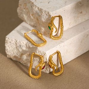 <span class=keywords><strong>Orecchini</strong></span> Trendy placcato oro 18K in acciaio inossidabile a cerchio di <span class=keywords><strong>serpente</strong></span> <span class=keywords><strong>con</strong></span> pietra di zircone - Product Image 3