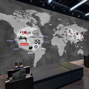 Foshan personnalisé moderne carte du monde <span class=keywords><strong>3D</strong></span> adhésif papier peint Mural étanche et antistatique pour salon motif botanique - Product Image 2