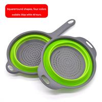 Direct beschikbare plastic ronde afdruipmandjes, inklapbaar, 3-delige set, voor het wassen van groenten en fruit