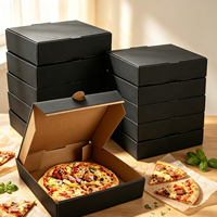 Boîtes à pizza mini rigides réutilisables avec logo imprimé personnalisé, carton noir de qualité alimentaire pour pizza, sushi, sucre, pain, emballage cadeau