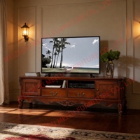 Meuble TV en bois massif sculpté à la main de qualité supérieure avec tiroirs et armoires de rangement - Grande console multimédia pour salons spacieux 71"W