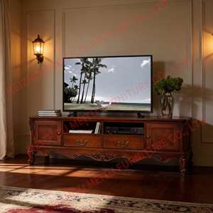 Meuble TV en bois massif sculpté à la main <span class=keywords><strong>de</strong></span> qualité supérieure avec tiroirs et armoires <span class=keywords><strong>de</strong></span> rangement - Grande console multimédia pour salons spacieux 71"W - Product Image 3