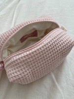 Pochette de maquillage gaufrée personnalisée en gros, trousse de toilette de voyage étanche, sac d'emballage cosmétique transparent à fermeture éclair pour mariée