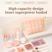 Sac cosmétique à grille à bulles de grande capacité, organiseur de voyage, trousse de maquillage avec fermeture éclair lisse