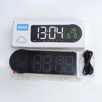 Jam Dinding Digital LED Pintar Elektronik dengan Alarm, Kalender, Temperatur, Tanggal, Lampu Malam untuk Ruang Tamu dan Kantor