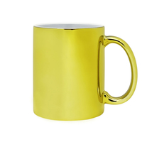 Tasse à café en céramique plaquée or métallique, vierge pour sublimation, en porcelaine brillante, pour la vente en gros commerciale, unité de base de la ligne Hub