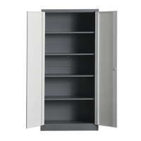 Armoire de rangement en acier moderne à 2 portes avec serrure, armoire de classement avec 4 niveaux réglables, placard métallique pour bureau