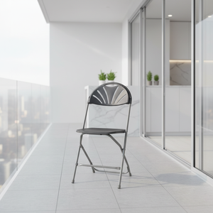 Strong Lightweight Gray Plastic <b>Folding</b> <b>Chair</b> Fan Back Design Modern Design Portable School Warehouse Use Outdoor Events Parties - Product Image 1