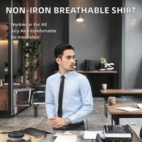 Chemise décontractée haut de gamme pour homme en popeline d'automne, sans repassage, respirante, écologique, à manches longues, col rabattu, avec logo brodé
