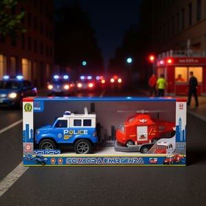Clutch Emergency Team 1:20 Scale <b>Police</b> <b>Car</b> And Helicopter Set <b>For</b> <b>Kids</b> Role Play Toys - Product Image 3