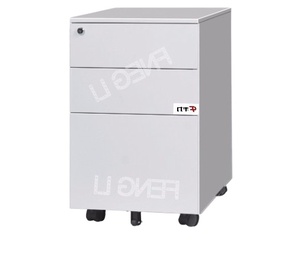 Industrial Metal Pedestal Locker Wheels White Black Steel 3 Drawers Mobile Filing Cabinet for School Hotel <b>Desk</b> Table Bedside - Product Image 2