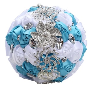 Broche de bouquet de mariée, cristal multicolore en strass, rose en satin, porte-bouquet de demoiselle d'honneur, fleur artificielle 18x25cm, <span class=keywords><strong>confession</strong></span> - Product Image 3