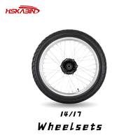 Roues et pneus supermotard à rayons chromés HSKABIN 14/17 pouces pour moto électrique Yozma Strike Shadow, ensemble de roues de route