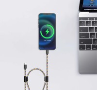 Câble de données à charge rapide 2-en-1 avec cordon anti-perte pour téléphone portable, Type C vers C, avec cordon tour de cou