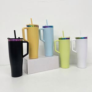 Gobelet isotherme incurvé arc-en-ciel en acier inoxydable 40 oz avec logo personnalisé, anti-fuite, écologique, isolation thermique 6-12h, gravure laser - Product Image 3