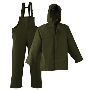 Chubasquero de poliéster impermeable personalizado barato, <span class=keywords><strong>traje</strong></span> de lluvia de pescador para pesca, trabajo, senderismo, incluyendo chaqueta y pantalones con pechera - Product Image 6