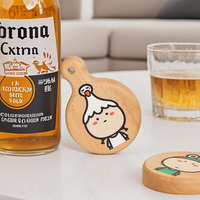 Décapsuleur de bière rond en bois de hêtre avec impression de photos personnalisées Aimants de réfrigérateur en bois massif Cadeau promotionnel
