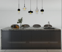 Cuisine modulaire George Group Canada Design gris foncé mat avec évier en marbre cascade et robinet pour appartement