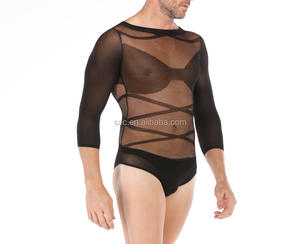 WN190021 Combinaison à manches longues pour hommes débardeur sous-vêtements transparents Lingerie sexy Body transparent pour homme - Product Image 5