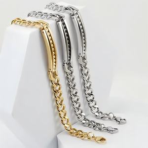Waterproof Stainless Steel Cuban Chain Bracelet for Women 18K Stainless Steel Natural Simple Bracelet for <b>Men</b> and Women Jewelry - Product Image 1