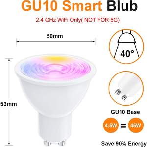 Ampoule LED Intelligente Antela GU10 4,5W 350Lm Multicolore Dimmable Alimentée par Courant Alternatif avec Contrôle par Application Montage au Plafond - Product Image 3