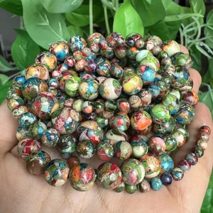 Perline turchesi imperiali naturali <span class=keywords><strong>diaspro</strong></span> 4/6/8/10mm fiore <span class=keywords><strong>verde</strong></span> sedimento del mare pietre per la creazione di gioielli fai da te braccialetti - Product Image 5