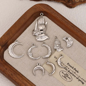 Breloques en forme de <span class=keywords><strong>croissant</strong></span> de lune pour la prière islamique, imperméables, en acier inoxydable, pendentifs souriants pour bracelets, boucles d'oreilles, accessoires de bijoux - Product Image 4