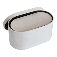 Boîte de rangement de bureau ovale en velours rose lot de 2 avec un couvercle