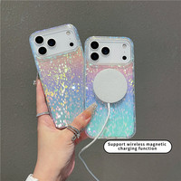 Coque magnétique transparente à motif diamant scintillant et plaqué couleur pour iPhone 17 Pro et iPhone 17 Pro Max