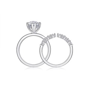 Lot de bagues empilables en moissanite, en <span class=keywords><strong>argent</strong></span> sterling 925 plaqué or blanc 18 carats, coupe marquise, certifiées GRA, pour fiançailles - Vente en gros usine - Product Image 3