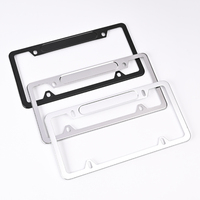 Marco para Matrícula, Oculta el Número de la Placa, Acero Inoxidable Sólido Plateado, Personalizable, Metálico, Estilo Americano