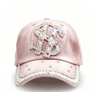 Casquette de baseball tendance avec strass colorés scintillants en forme de signe dollar, plusieurs couleurs disponibles, vente en gros