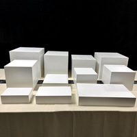 Boîte de Présentation Carrée à Cinq Côtés Moderne et Écologique en Acrylique Blanc de 5 mm, Pré-Assemblé, Élévateur de Buffet pour Desserts et Aliments