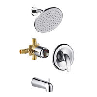 Ensemble de douche mural dissimulé à double poignée à température constante, type pluie, en laiton poli avec cartouche céramique, pour hôtels et villas