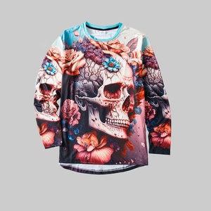 T-shirt pour homme de haute qualité, imprimé <span class=keywords><strong>floral</strong></span> et crâne, décontracté, confortable, respirant, manches longues - Product Image 1