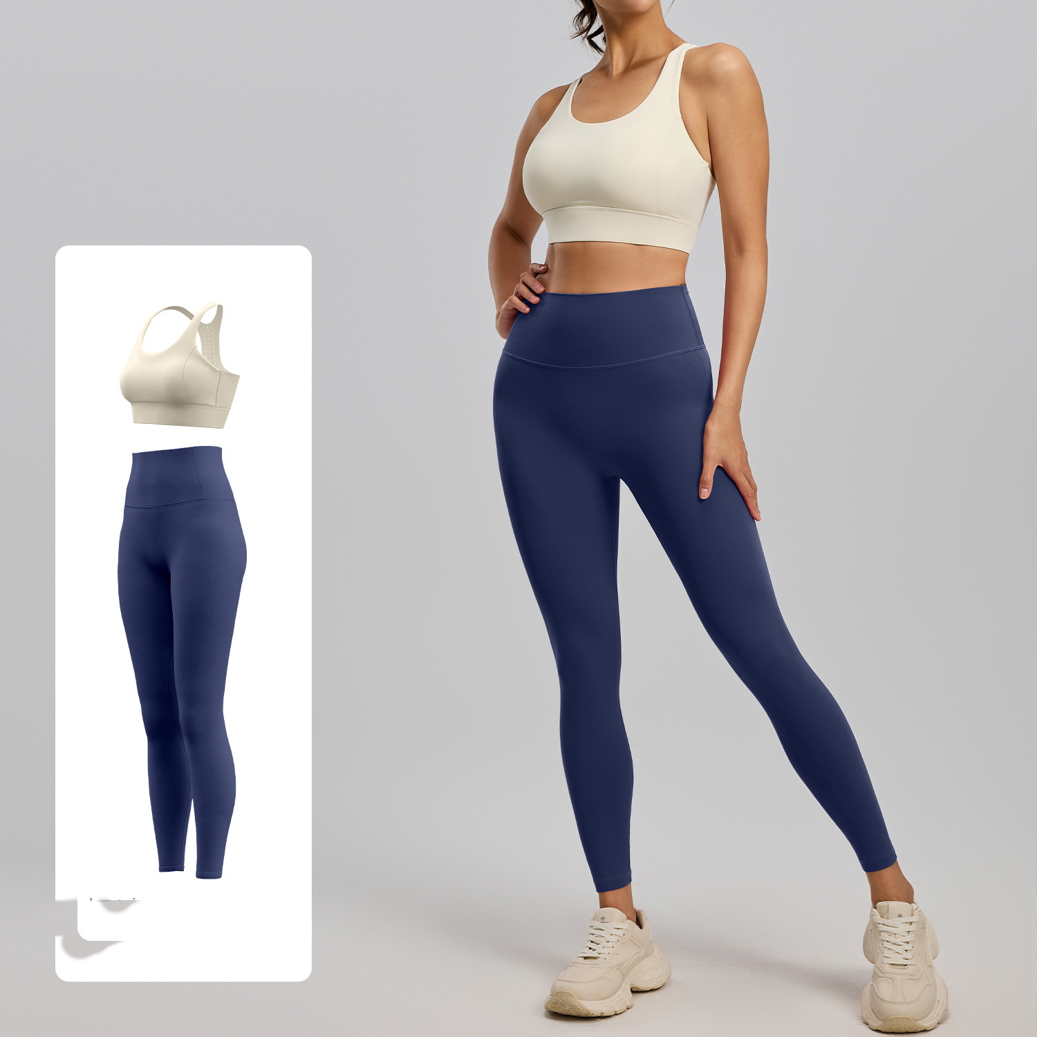 Blanc crème + Bleu profond