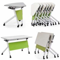 Table de formation pliante avec roulettes, mobilier scolaire universitaire, ensemble bureau et chaise double pour étudiants et adultes