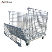 Cage de stockage en acier galvanisé soudé, pliable, empilable, en métal, avec mailles