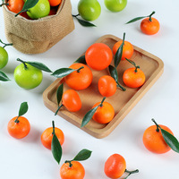 Accessoires d'affichage de faux fruits Mandarine de sucre avec des feuilles Modèles artificiels de mandarine de faux fruits