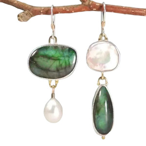 Orecchini pendenti vintage etnici con perle finte per donna, gioielli artistici chic e alla moda - Product Image 5
