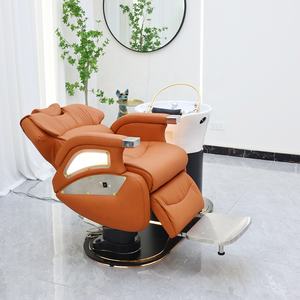 Tempat tidur sampo rotasi elektrik keramik Modern, untuk <span class=keywords><strong>Salon</strong></span> Spa Profesional, peralatan cuci rambut kecantikan mudah dibersihkan - Product Image 3