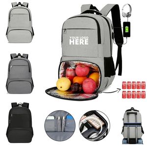 Men's Fashion Lunch <b>Backpack</b> USB Charging Port Insulated Waterproof <b>Computer</b> <b>Backpack</b> Travel Work Insulated Lunch Bag Included - Product Image 2