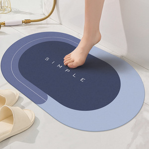 Moderne Anti-Rutsch-Bade matte für den Hauseingang Ovaler Kieselalgen schlamm mit Tech-Stoff oberfläche Soft Print Maschinen gefertigte Boden matte - Product Image 3