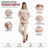 Pull en maille pour femmes grandes tailles, col montant, motif Fair Isle, jacquard losanges, manches raglan, pull tricoté d'hiver