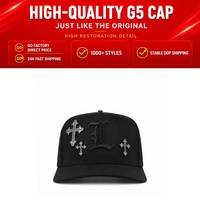 Nieuwe originele satijnen zijden gevoerde baardpetten met borduurwerk, 5-delige baseballcaps, zwarte suède, strass steentjes, metalen kruis, gorras