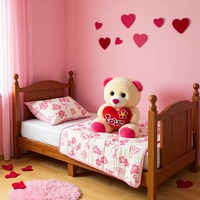 Ours en peluche Saint-Valentin avec cœur en sequins, jouet en peluche doux, cadeau romantique pour la Saint-Valentin, décoration d'anniversaire