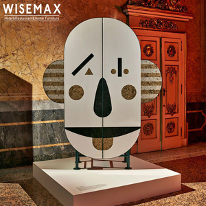 WISEMAX FURNITURE Meuble de rangement unique au design créatif, adorable et mignon avec un visage de clown, meuble de salon, armoire de présentation en bois massif - Product Image 3