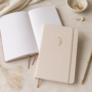 Carnet personnalisé en lin à couverture rigide, motif feuille <span class=keywords><strong>de</strong></span> <span class=keywords><strong>blé</strong></span> dorée en relief, avec élastique, cadeau d'entreprise minimaliste, OEM ODM en gros - Product Image 6