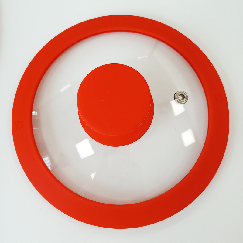 Red silicone rim glass lid